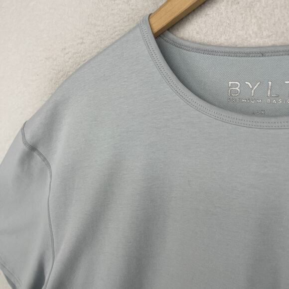 BYLT Shirt Mens XL Drop Cut LUX Premium Basics Athletic Short Sleeve Fog Blue - Picture 6 of 14